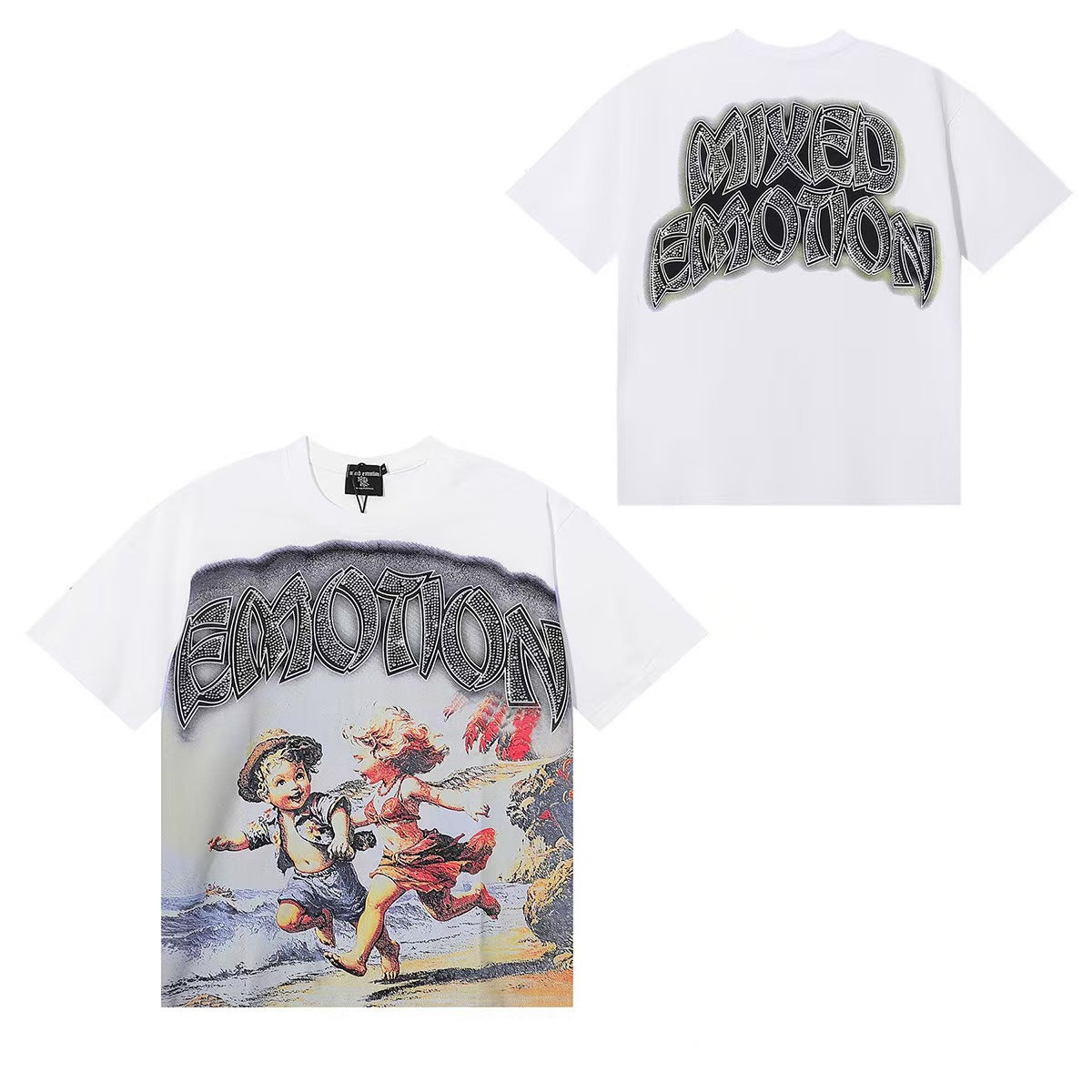 MIXED EMOTIONS Diamond Angel Jetski Rhinestone Tee