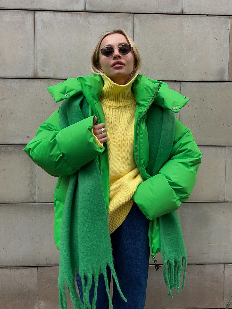 Women's 2025 Autumn Winter Europe America Loose Cotton Puffer Jacket Oversized Casual Unisex Coat 8 Colors | Color Pop Puffer