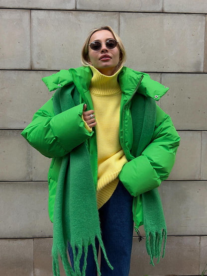 Women's 2025 Autumn Winter Europe America Loose Cotton Puffer Jacket Oversized Casual Unisex Coat 8 Colors | Color Pop Puffer