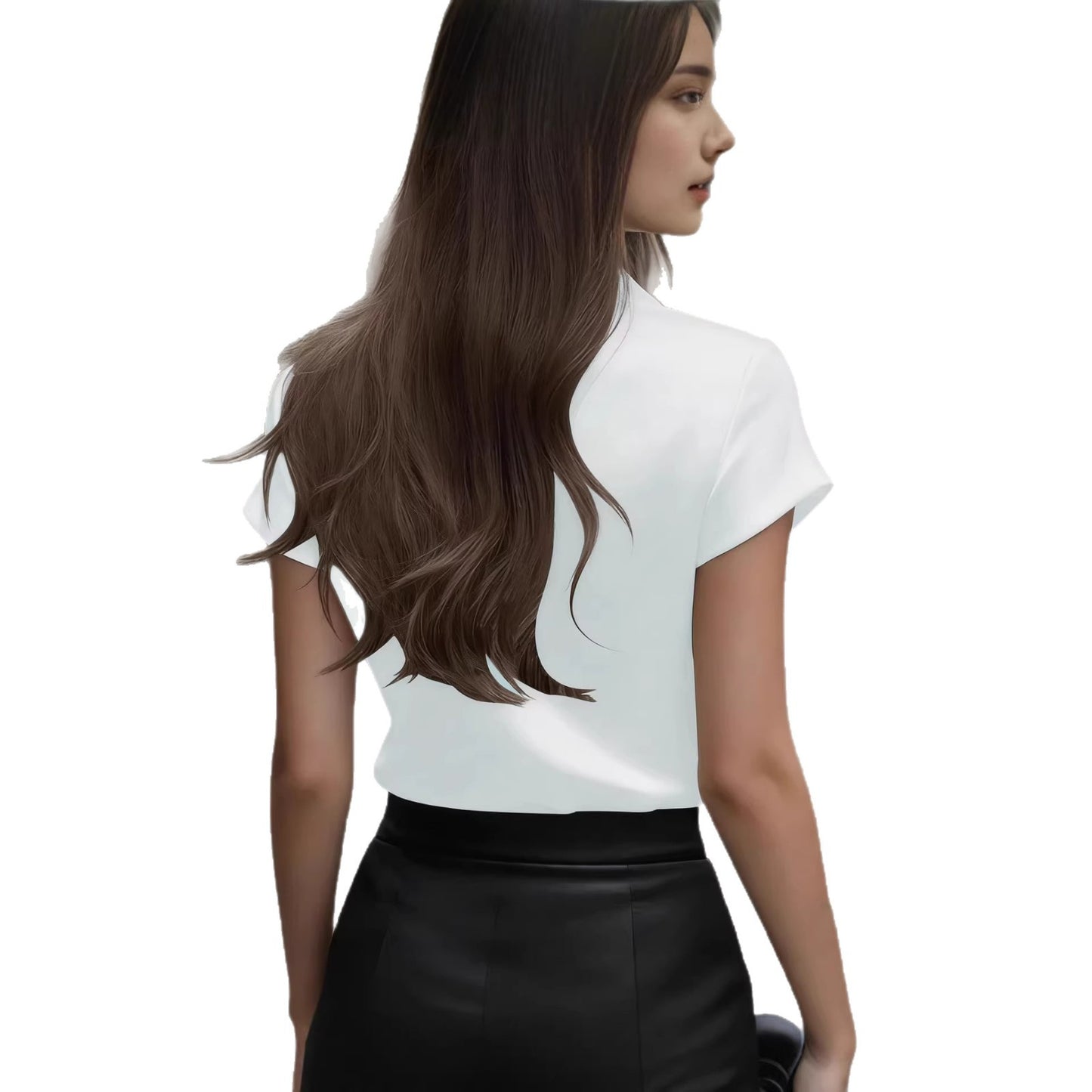Women's Satin Drape Short Sleeve French Shirt Elegant Casual Summer Vacation Blouse - Seldom Seen Styles