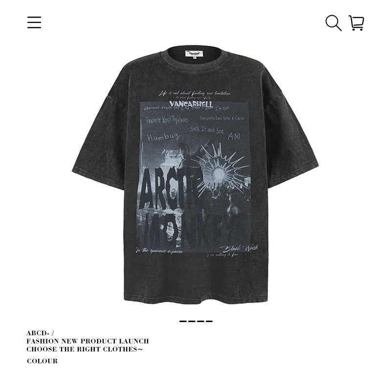 VANCARHELL Infomania Cat Hidden Stroke Black Wash T-shirt
