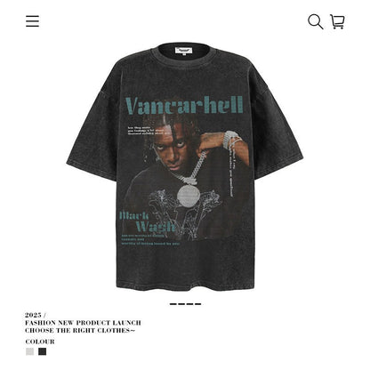 VANCARHELL 16-Grid Cartoon Avatars Graphic Tee