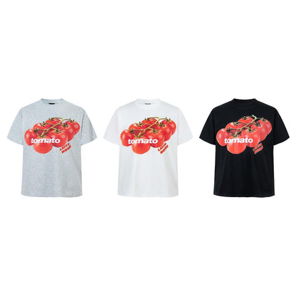 Graphic Print Short Sleeve T-Shirt Tomato Ice Fabric Cooling UPF50 Quick Dry Loose Fit Streetwear Couple Summer Casual Tee | Cool Tomato Tee