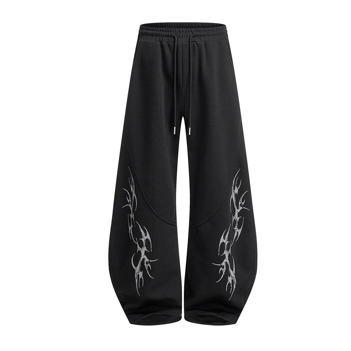 Tribal Graphic Wide Leg Drawstring Sweatpants