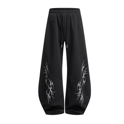 Tribal Graphic Wide Leg Drawstring Sweatpants