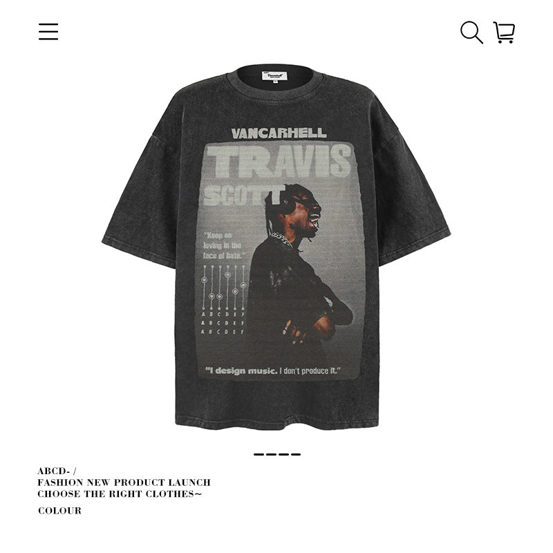 VANCARHELL Infomania Cat Hidden Stroke Black Wash T-shirt