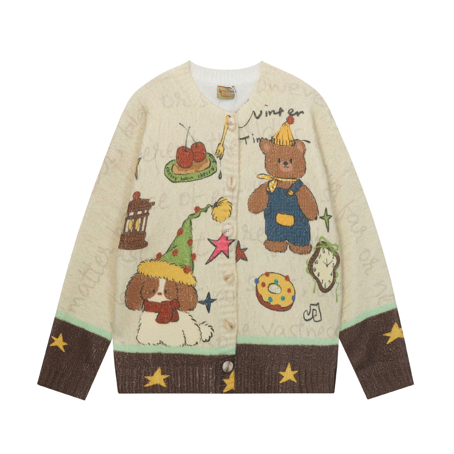 Full-Print Cartoon Cardigan Sweater Unisex Loose Fit Cute Kawaii Knit Open-Front Autumn Casual Couple Sweater | Toon Cardi