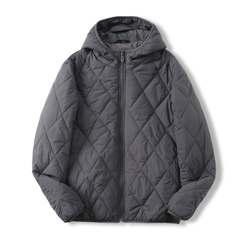 Light and warm mulberry silk men and women outdoor windproof hooded rhombus cotton clothes cotton jacket men and women - Seldom Seen Styles