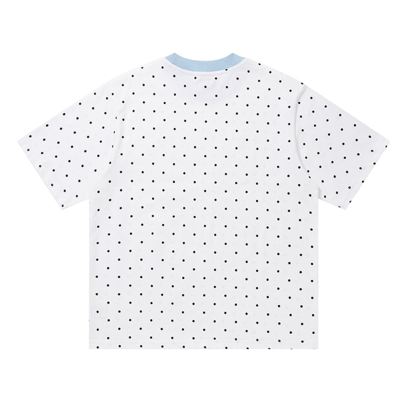 Polka Dot Dog Graphic Oversized T-Shirt Short Sleeve Crew Neck Casual Summer Couple Streetwear Tee | Polka Dog Tee