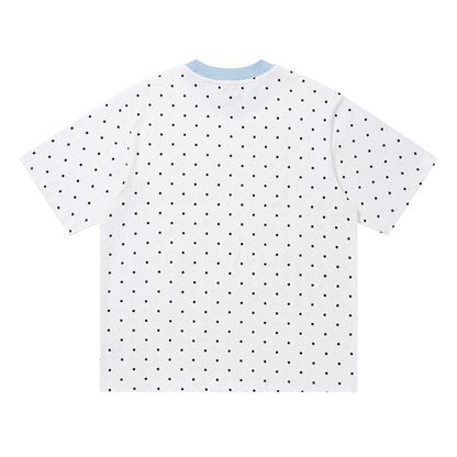 Polka Dot Dog Graphic Oversized T-Shirt Short Sleeve Crew Neck Casual Summer Couple Streetwear Tee | Polka Dog Tee