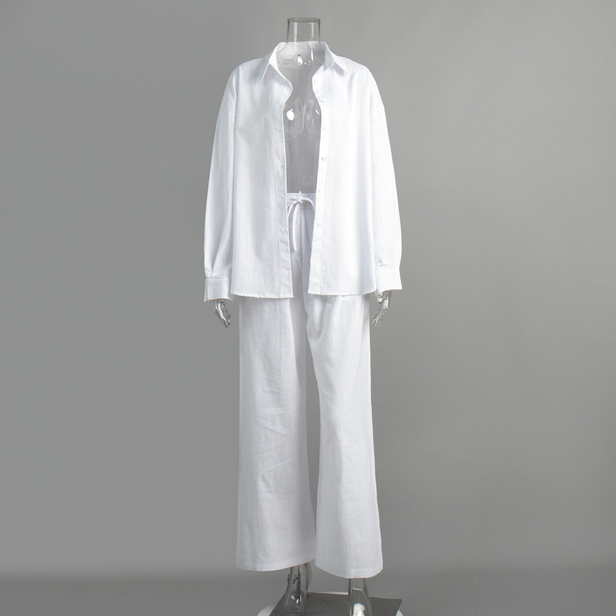 Cotton shirt trouser suit spring and summer new loose long-sleeved shirt casual suit for women - Seldom Seen Styles