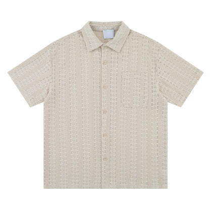 Vintage Embroidered Hollow Out Cuban Shirt