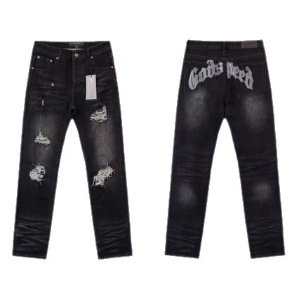 Godspeed Jeans #8211 (Distressed Retro Back Embroidery Denim)