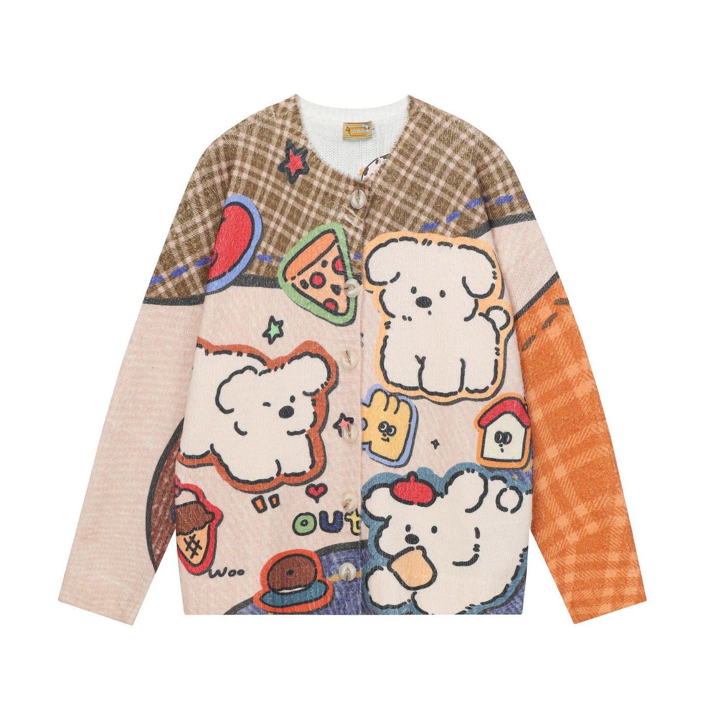 Full-Print Cartoon Cardigan Sweater Unisex Loose Fit Cute Kawaii Knit Open-Front Autumn Casual Couple Sweater | Toon Cardi