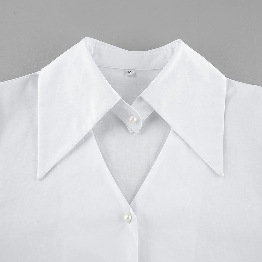 Design sense French teamperament pure cotton horn sleeve shirt spring and summer personalized fashion commuter new shirt - Seldom Seen Styles