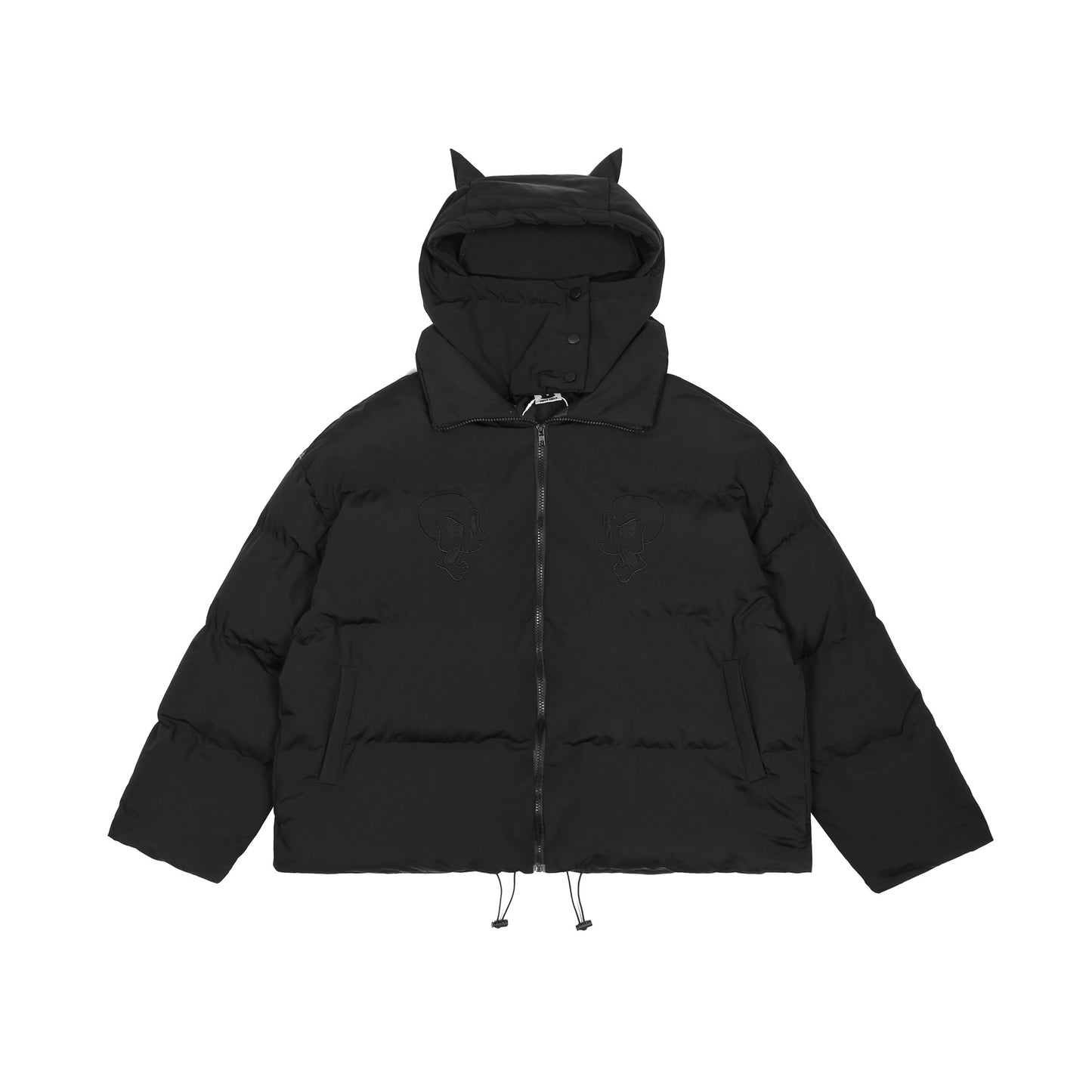 Women's American Street Masked Neckline Hooded Puffer Cotton Jacket Thickened Oversized Winter Coat Unisex Couple | Mask Hood Puffer
