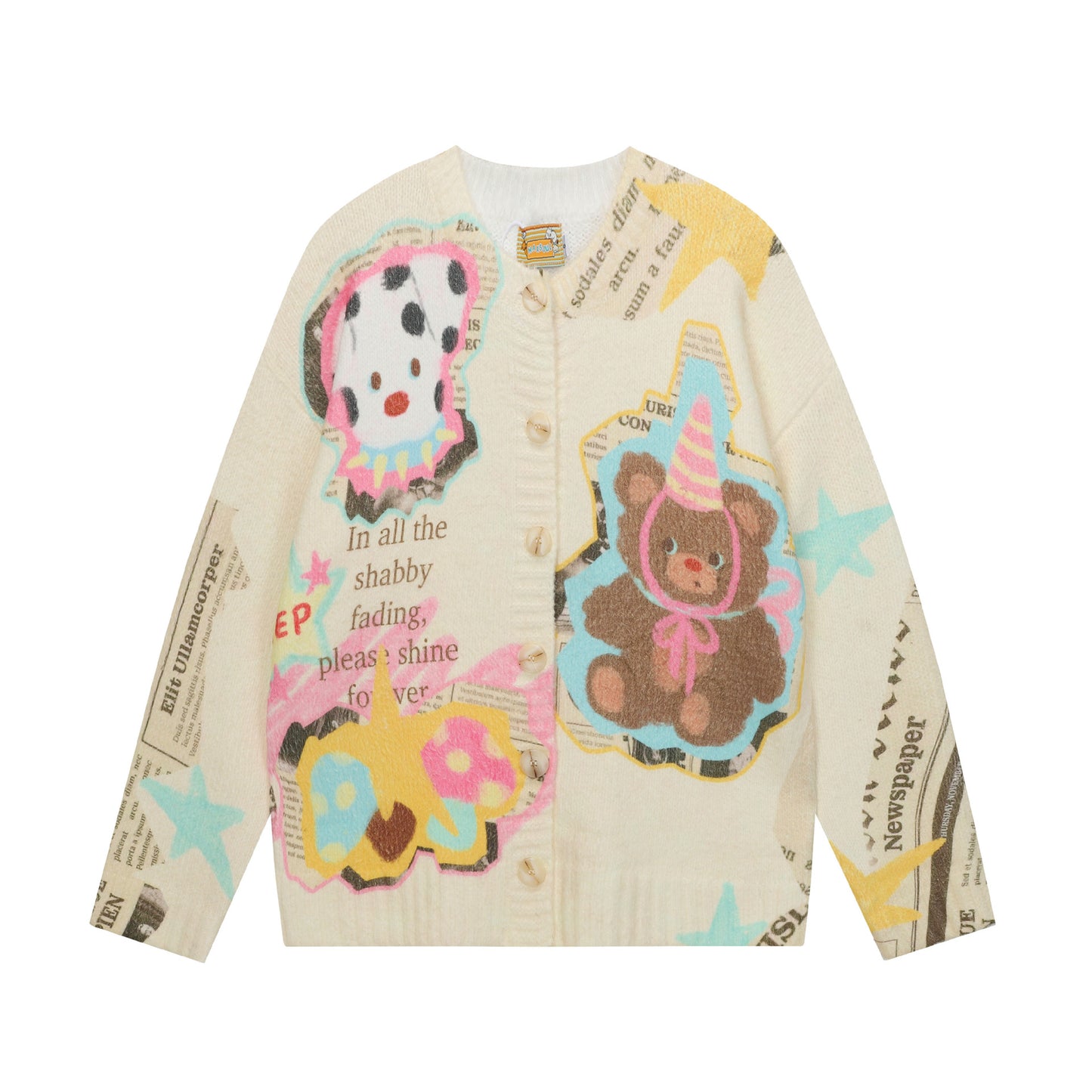 Full-Print Cartoon Cardigan Sweater Unisex Loose Fit Cute Kawaii Knit Open-Front Autumn Casual Couple Sweater | Toon Cardi