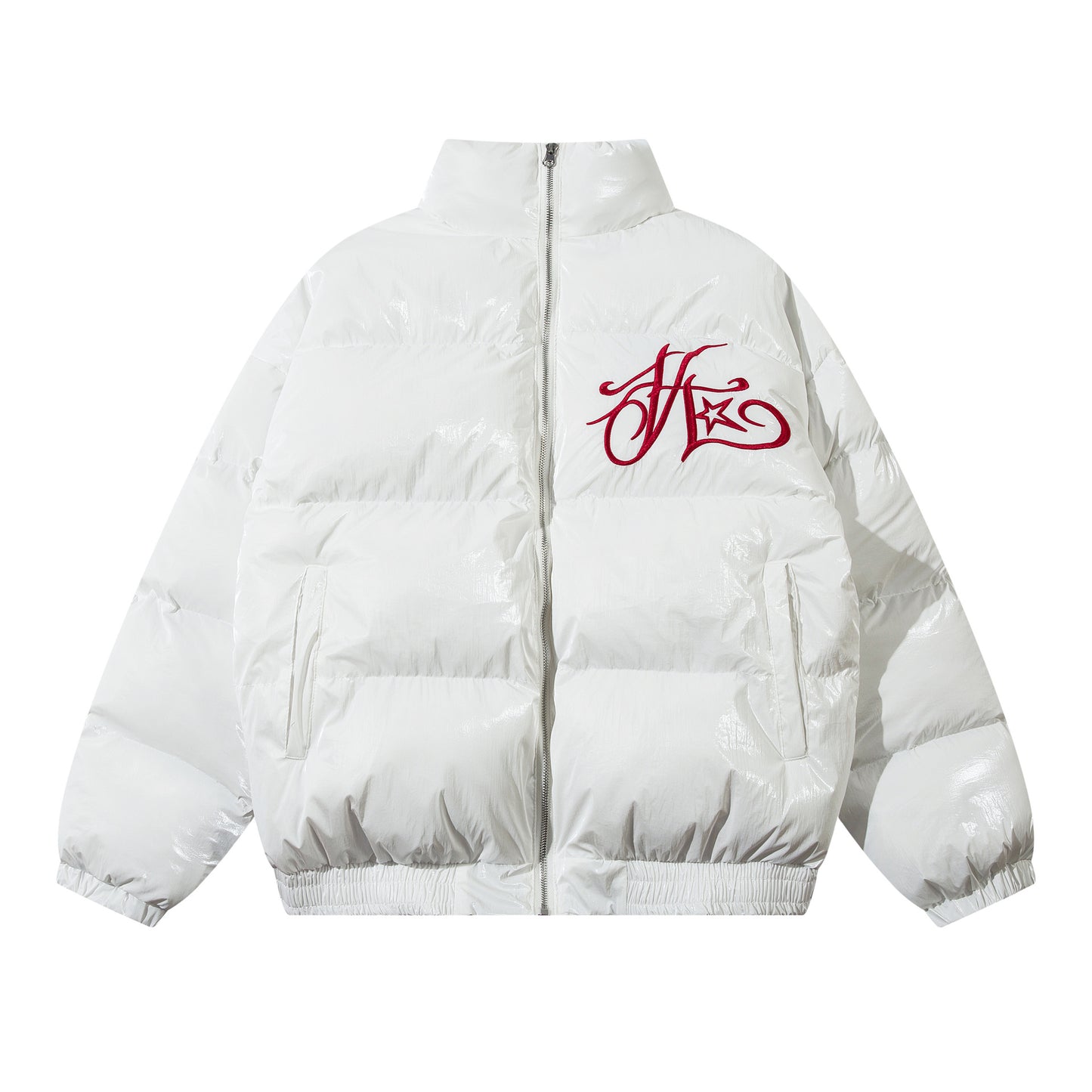 Women's High Street Letter Embroidery Removable Fur Collar Puffer Jacket Warm Oversized Winter Cotton Coat Unisex | Fur Collar Puffer