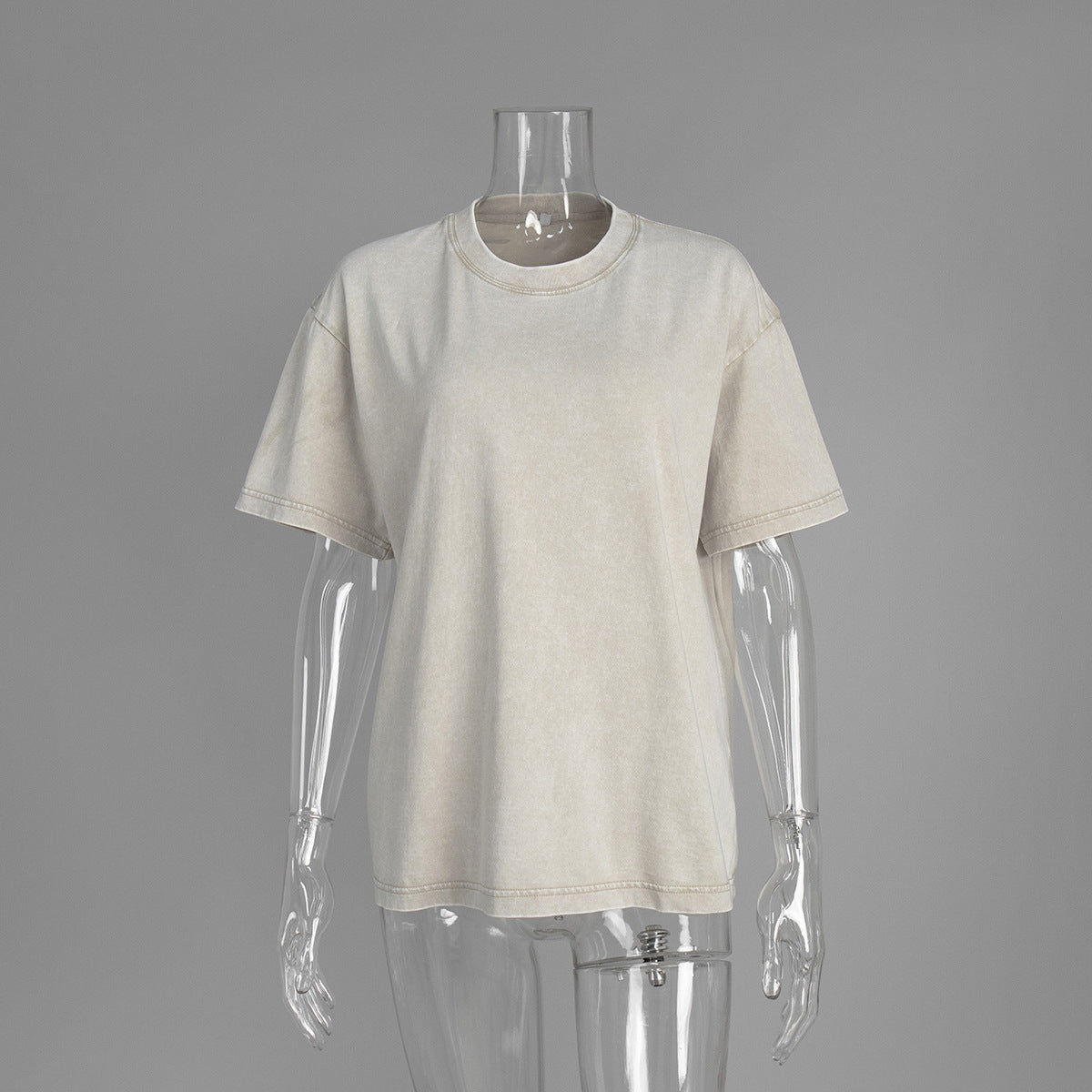 Washed and old short-sleeved T-shirt summer relaxation casual round neck washed polished short-sleeved T-shirt - Seldom Seen Styles