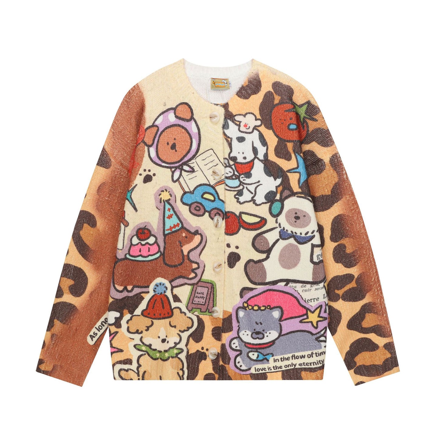 Full-Print Cartoon Cardigan Sweater Unisex Loose Fit Cute Kawaii Knit Open-Front Autumn Casual Couple Sweater | Toon Cardi