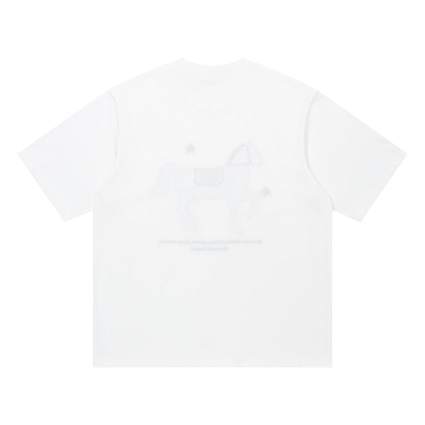 Plaid Horse Graphic Oversized T-Shirt Short Sleeve Crew Neck Casual Summer Streetwear Tee | Plaid Horse Tee