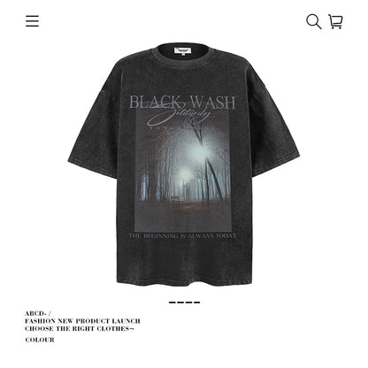VANCARHELL Infomania Cat Hidden Stroke Black Wash T-shirt