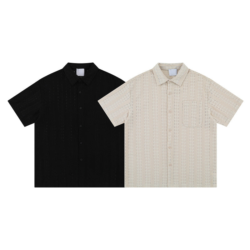Vintage Embroidered Hollow Out Cuban Shirt