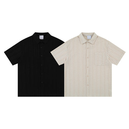Vintage Embroidered Hollow Out Cuban Shirt