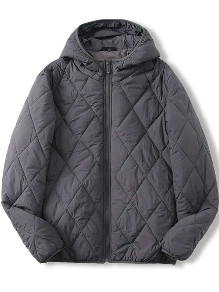 Light and warm mulberry silk men and women outdoor windproof hooded rhombus cotton clothes cotton jacket men and women - Seldom Seen Styles