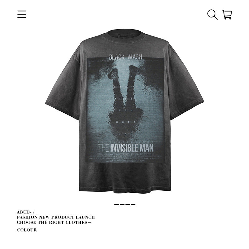 VANCARHELL Infomania Cat Hidden Stroke Black Wash T-shirt