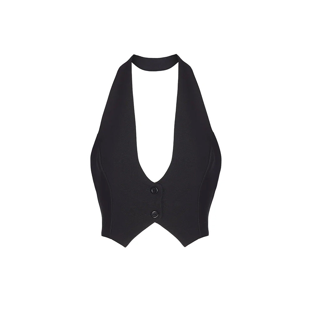 Short neck vest vest, spring and summer new Spice Girl style sexy backless vest for women - Seldom Seen Styles