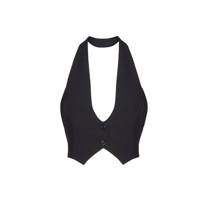 Kurzes Neckholder-Oberteil, Frühling und Sommer neuer Spice Girl Stil sexy rückenfreies Oberteil für Damen