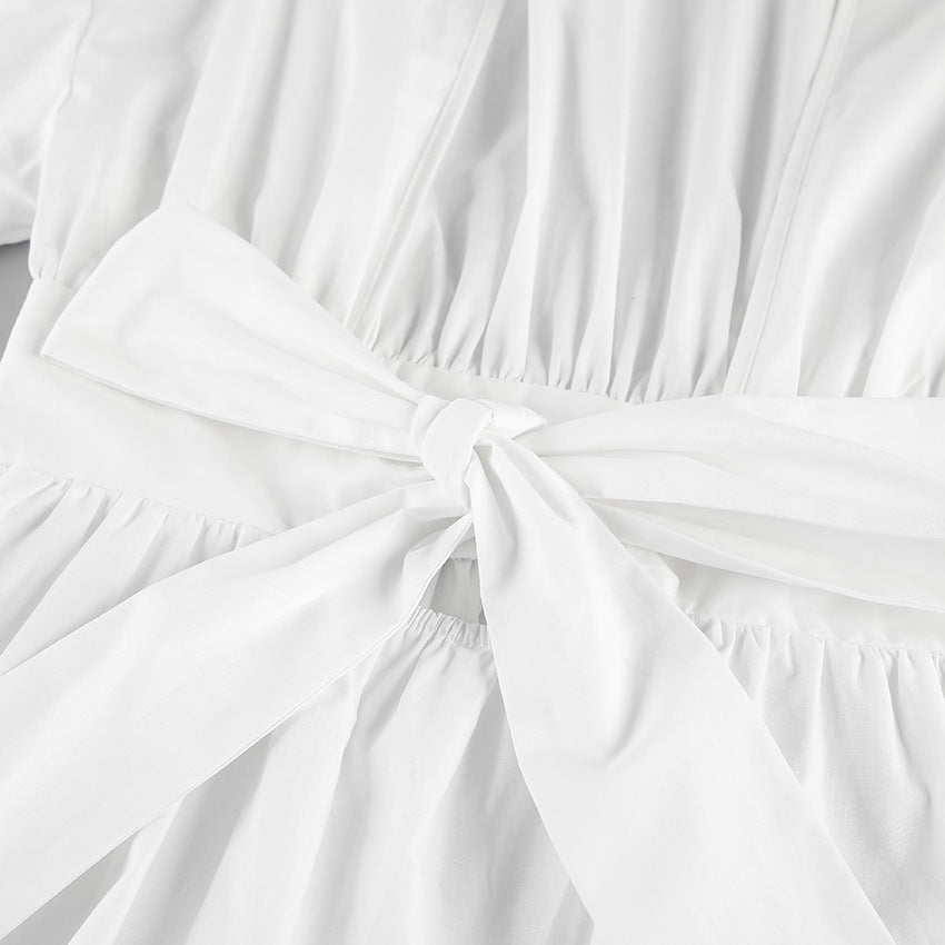 Women's White Bow Back Top Cute Versatile Casual Dressy Blouse for Going Out Brunch Date Night Street Style - Seldom Seen Styles