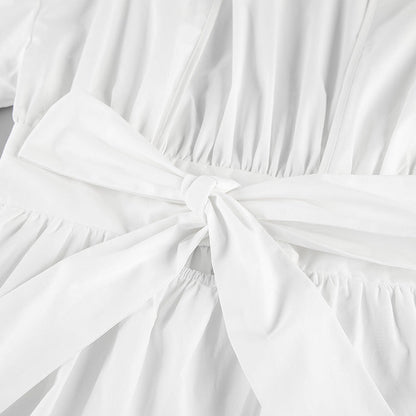 Women's White Bow Back Top Cute Versatile Casual Dressy Blouse for Going Out Brunch Date Night Street Style