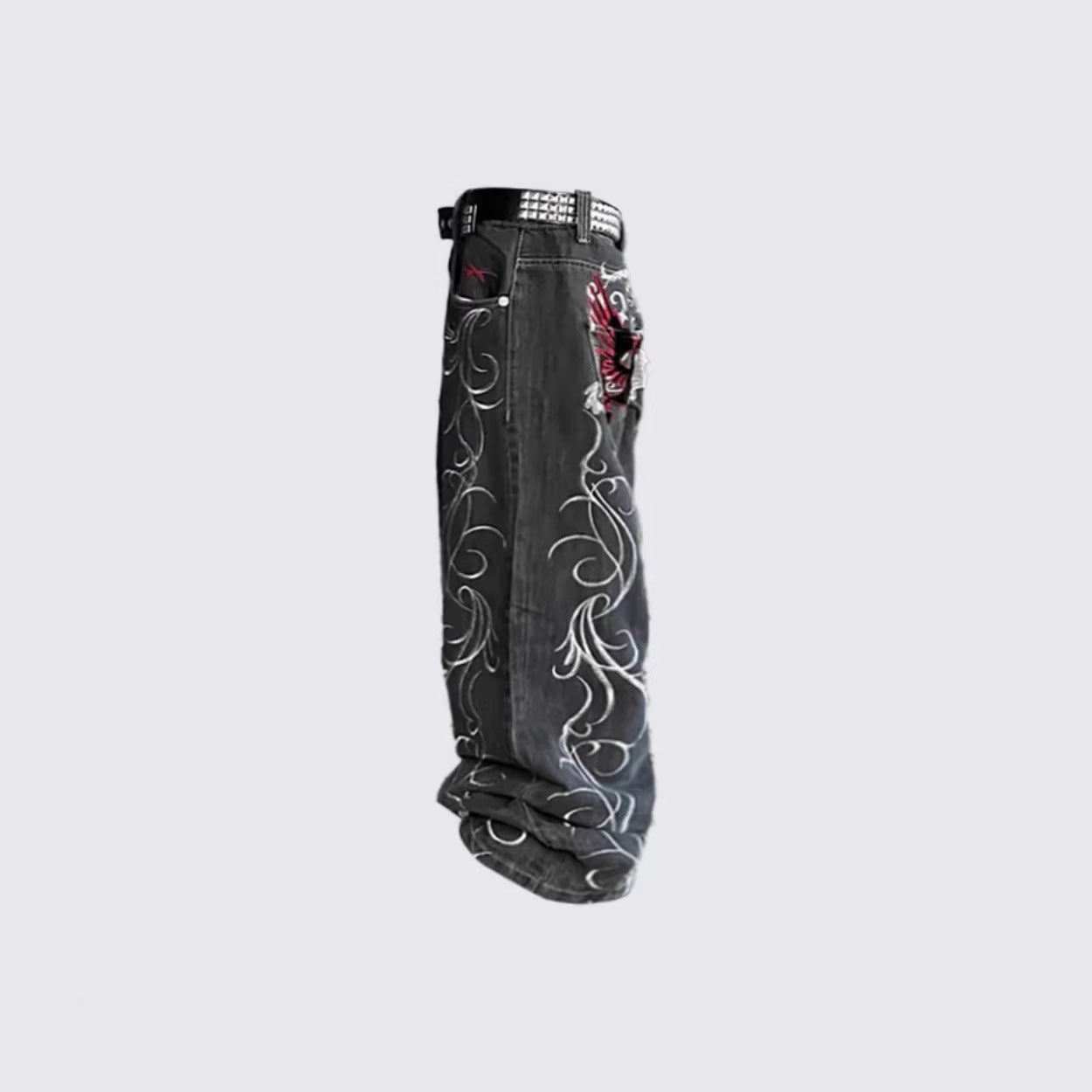 HelloIce Embroidered Y2K Hip Hop Jeans
