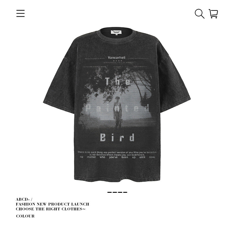 VANCARHELL Infomania Cat Hidden Stroke Black Wash T-shirt