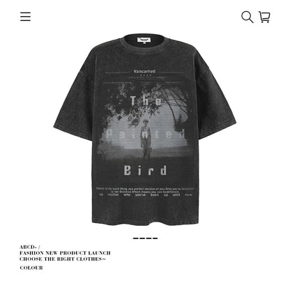 VANCARHELL Infomania Cat Hidden Stroke Black Wash T-shirt