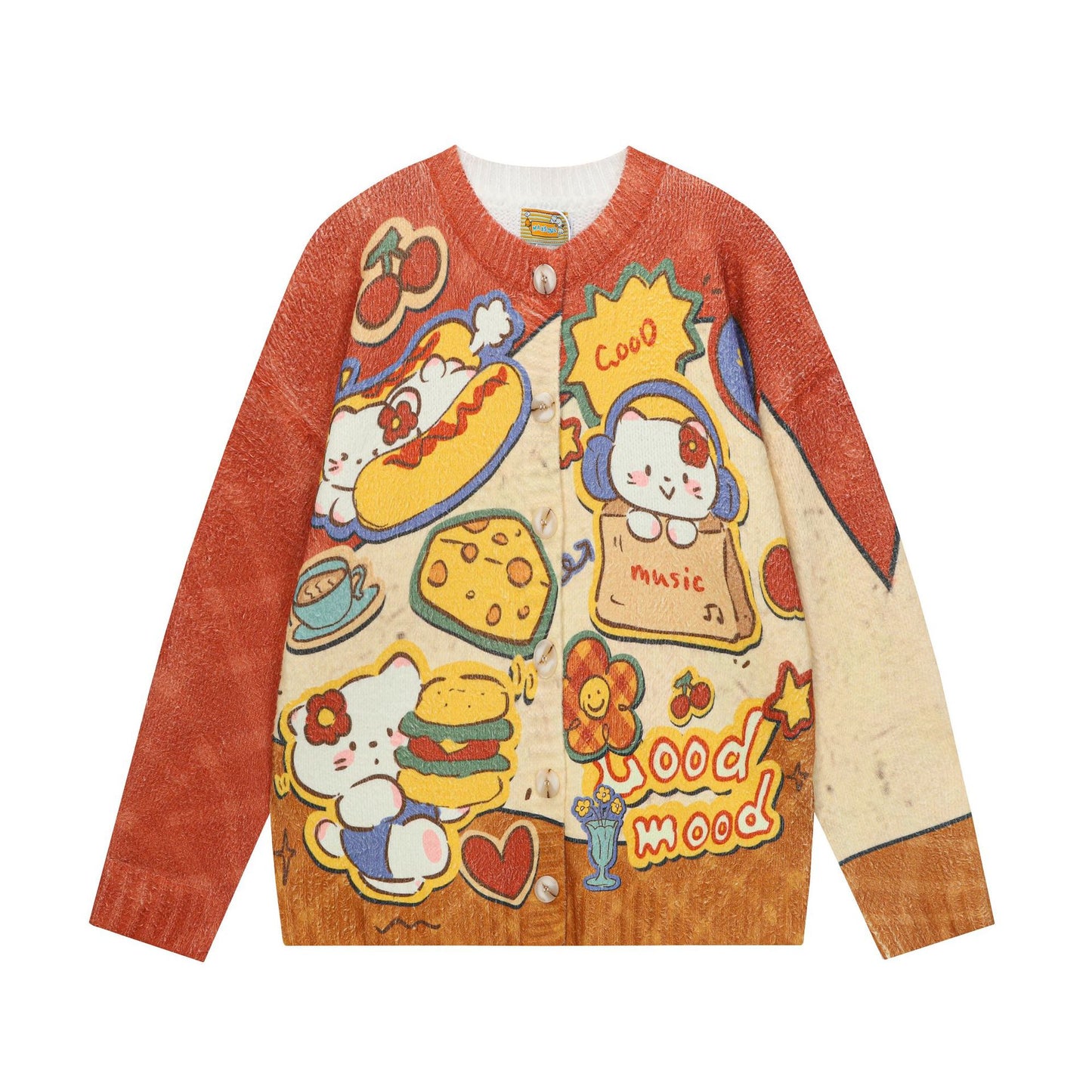 Full-Print Cartoon Cardigan Sweater Unisex Loose Fit Cute Kawaii Knit Open-Front Autumn Casual Couple Sweater | Toon Cardi