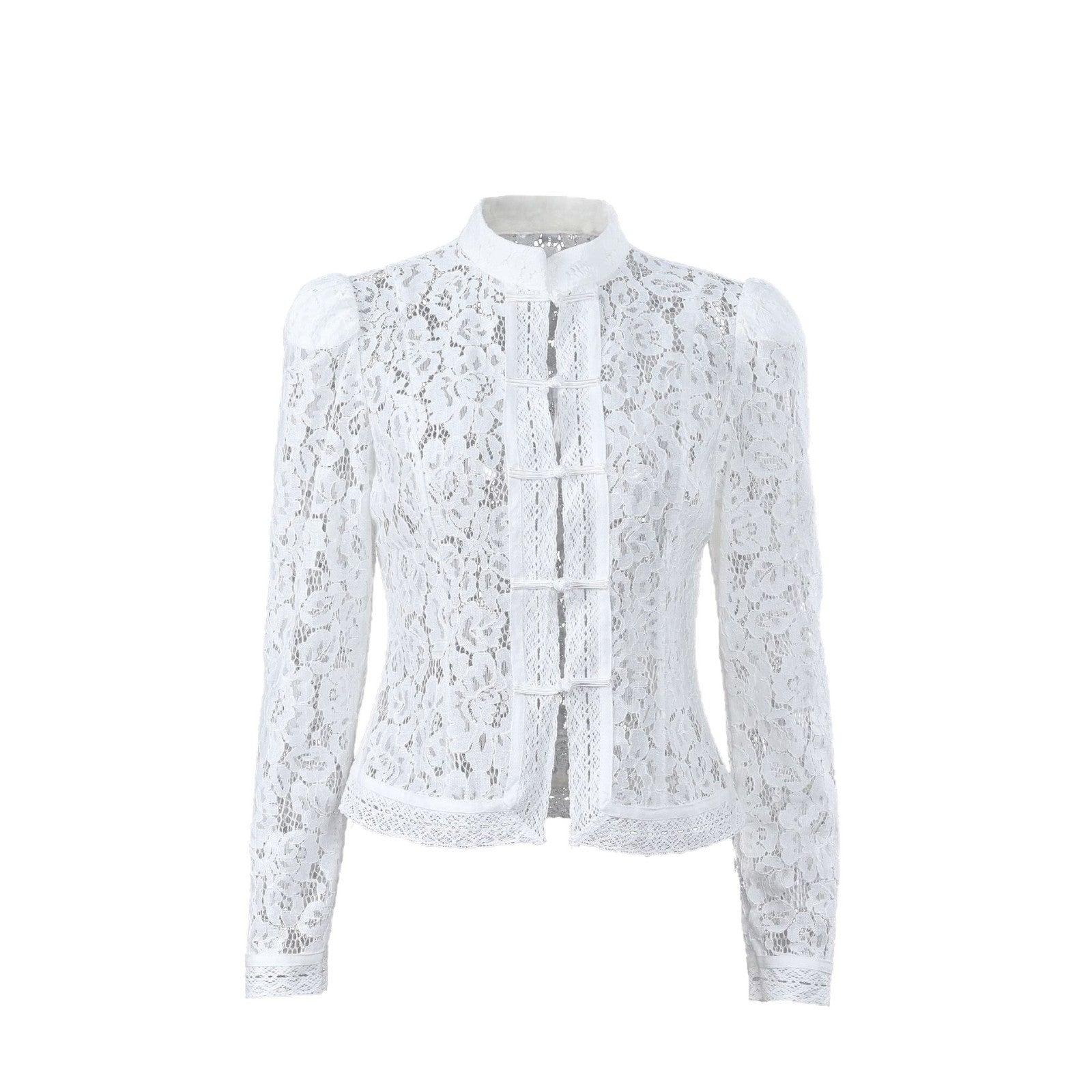 Summer lace crochet stand-up collar slim-fitting shirt women's design sense fashion temperament commuting - Seldom Seen Styles