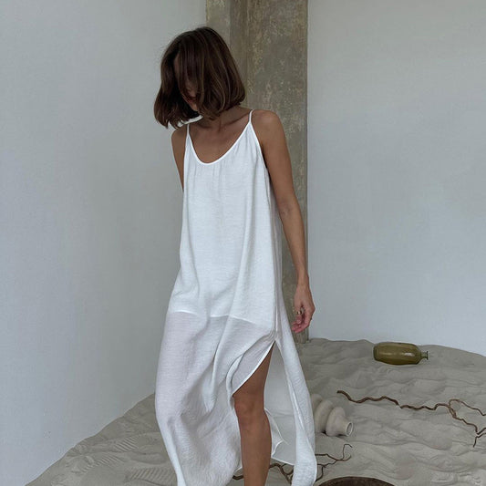Suspender nightgown, long skirt, one-piece pajamas, comfortable and loose, can be worn outside women's loungewear - Seldom Seen Styles