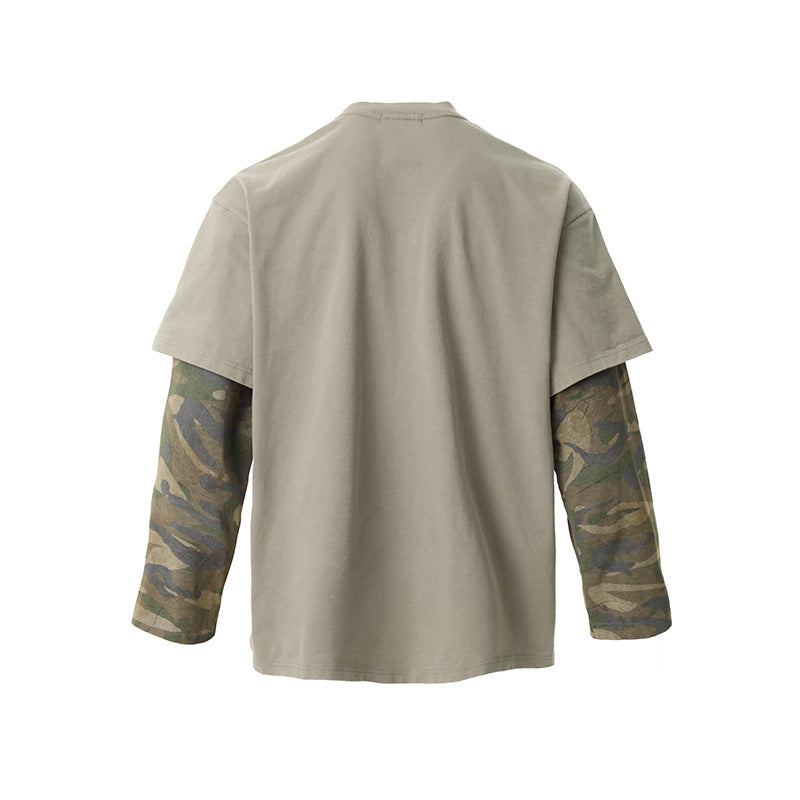 DARKAGE Fleetwood Mac Distressed Camo Layered Long-Sleeve Tee