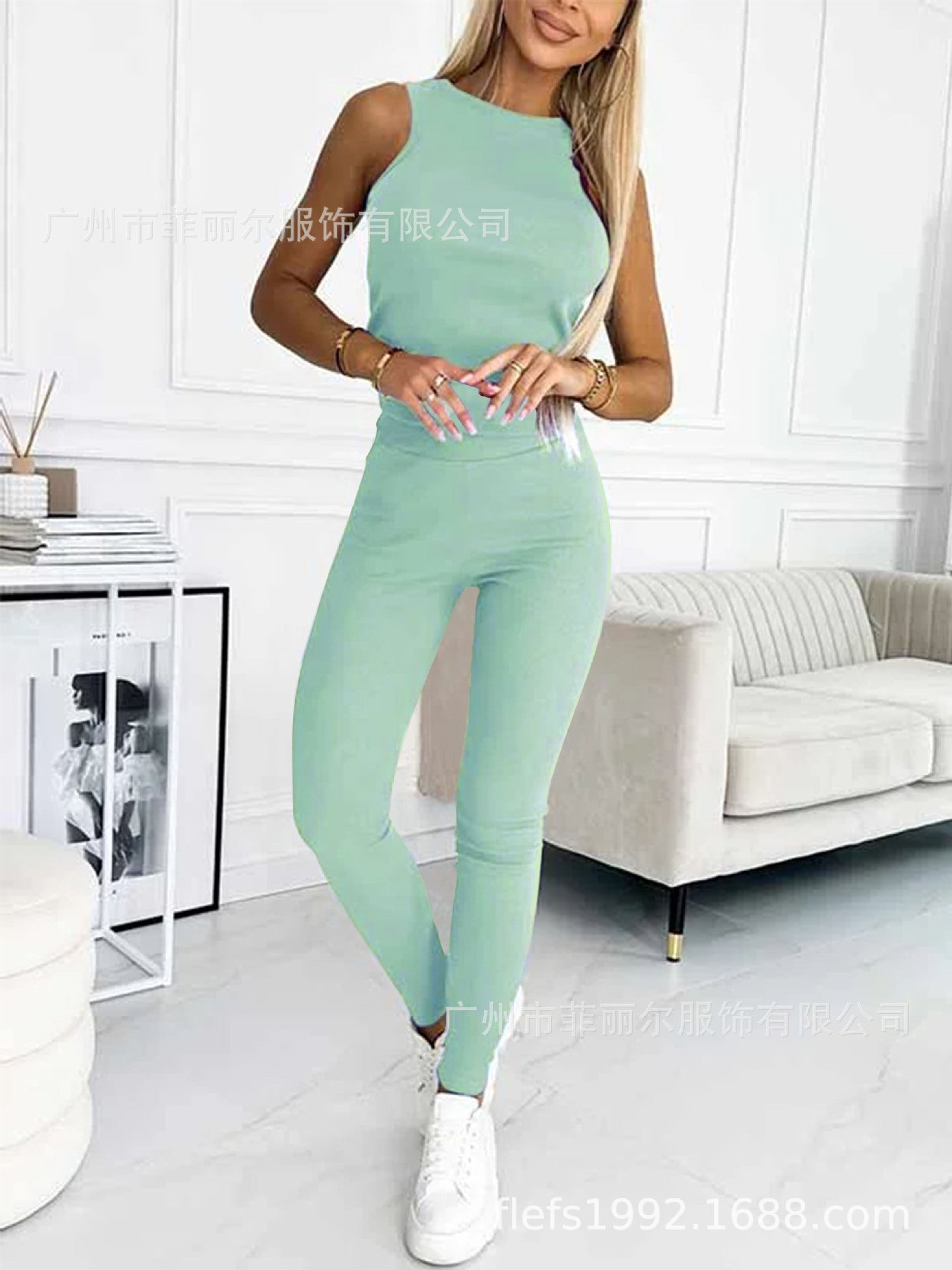 Women's Three Piece Lounge Set Hooded Sweatshirt Tank Top and Leggings Matching Tracksuit Casual Athleisure Outfit