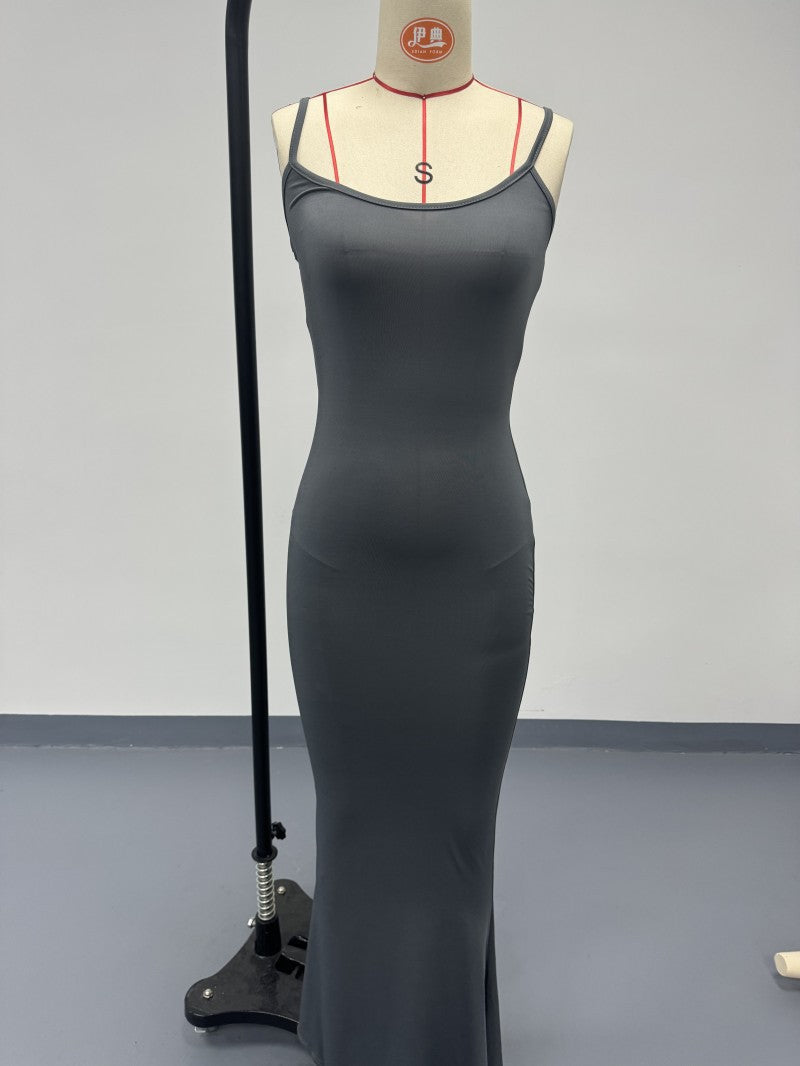 Women's Bodycon Maxi Dress Spaghetti Strap Slim Fit Lounge Dress Casual Sleeveless Dress
