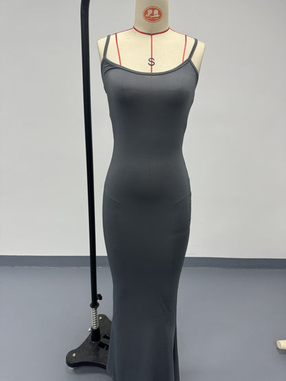Women's Bodycon Maxi Dress Spaghetti Strap Slim Fit Lounge Dress Casual Sleeveless Dress