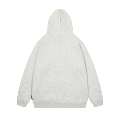Fluffy Puppy Embroidered Fleece Hoodie Loose Fit Lazy Style Couple Casual High Street Streetwear Pullover | Fluffy Pup Hoodie