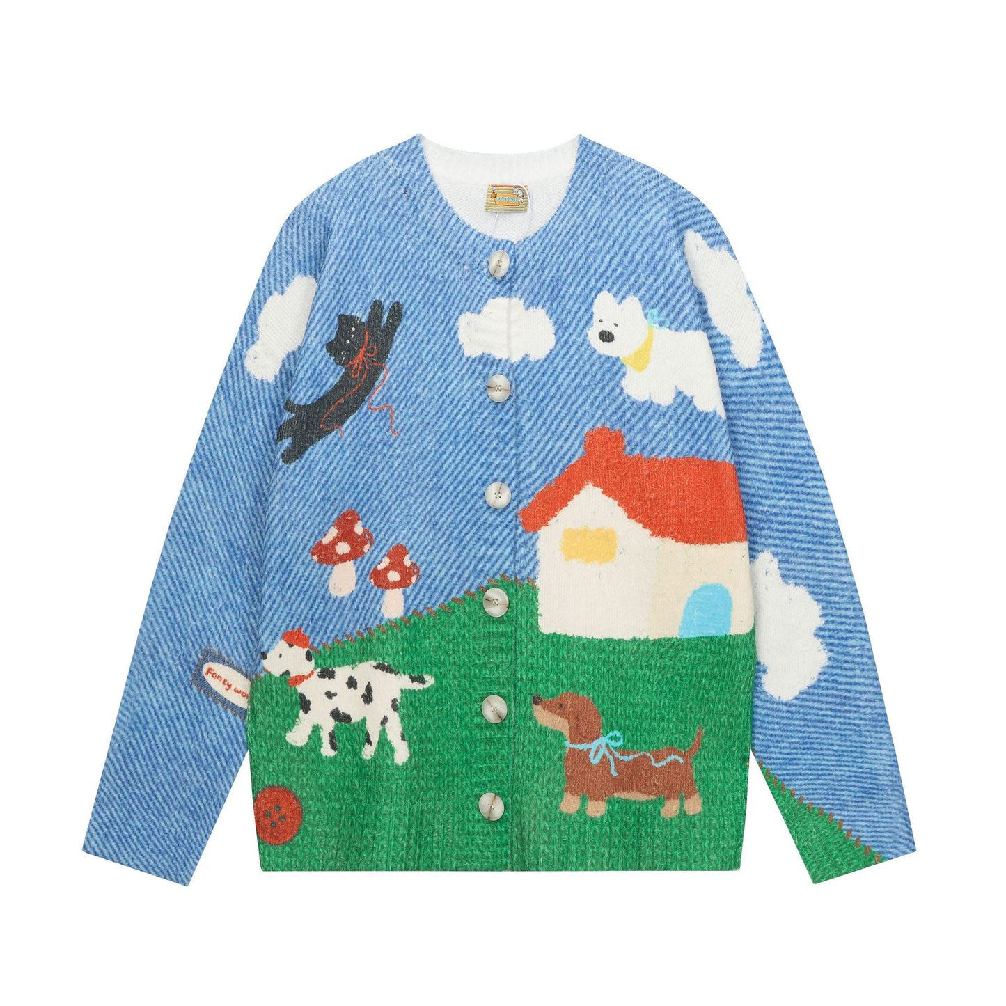 Full-Print Cartoon Cardigan Sweater Unisex Loose Fit Cute Kawaii Knit Open-Front Autumn Casual Couple Sweater | Toon Cardi