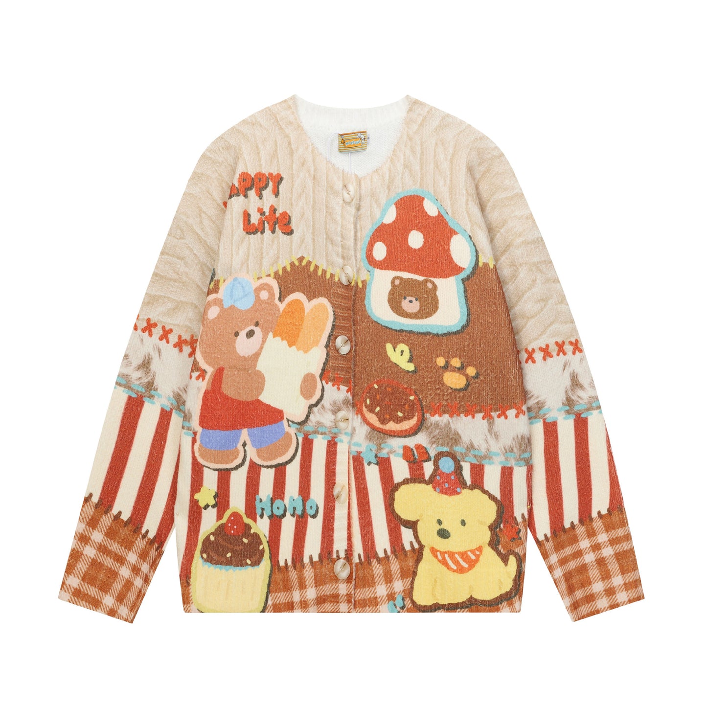 Full-Print Cartoon Cardigan Sweater Unisex Loose Fit Cute Kawaii Knit Open-Front Autumn Casual Couple Sweater | Toon Cardi