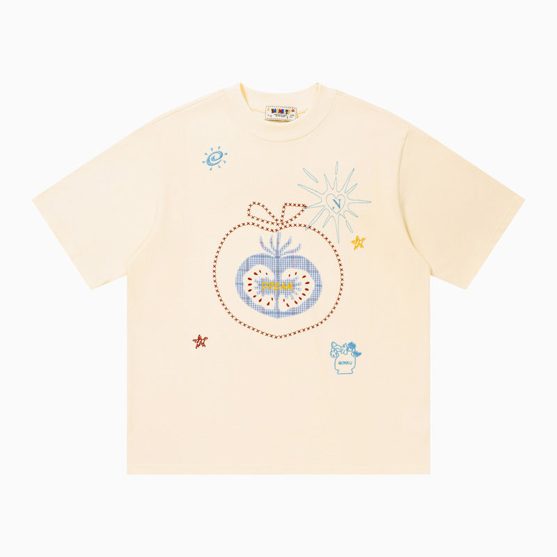 Magic Apple Graphic Oversized T-Shirt Short Sleeve Crew Neck Casual Summer Streetwear Tee | Magic Apple Tee