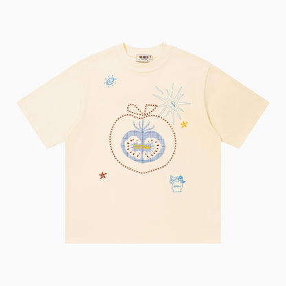 Magic Apple Graphic Oversized T-Shirt Short Sleeve Crew Neck Casual Summer Streetwear Tee | Magic Apple Tee