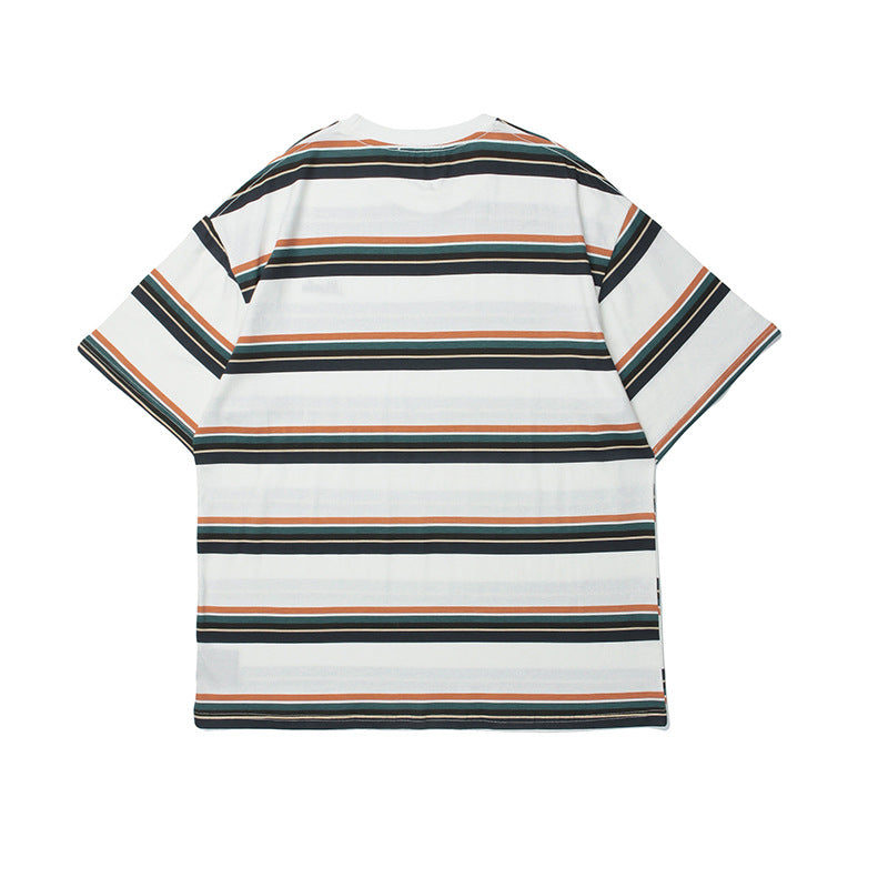 Women's Striped Print Short Sleeve T-Shirt Oversized Loose Casual Couple Crew Neck Streetwear Summer Tee | Stripe Ease